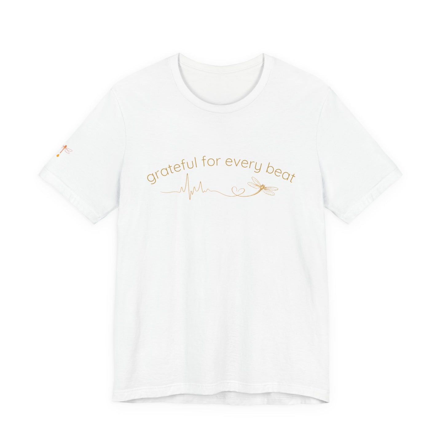 Grateful For Every Beat Tee — Heartbeat Graphic Short Sleeve Shirt