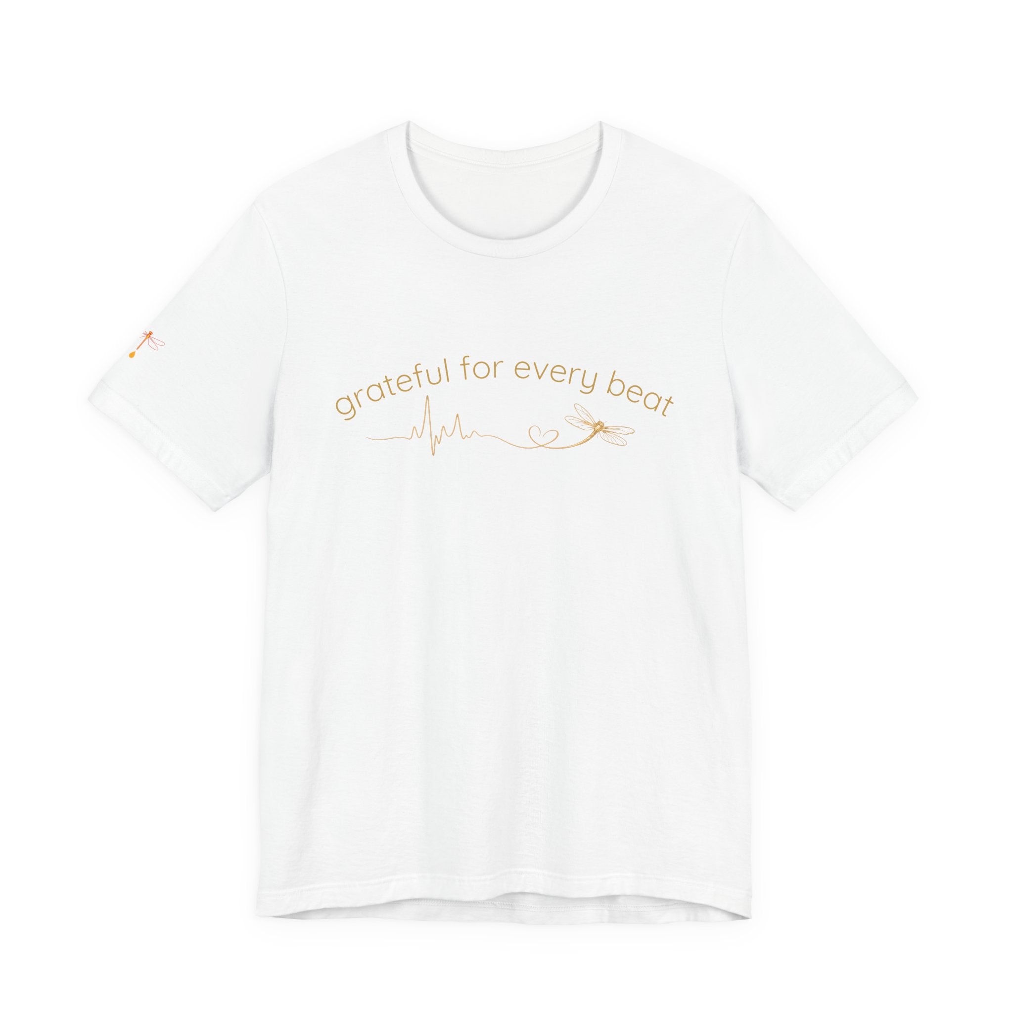 Grateful For Every Beat Tee — Heartbeat Graphic Short Sleeve Shirt