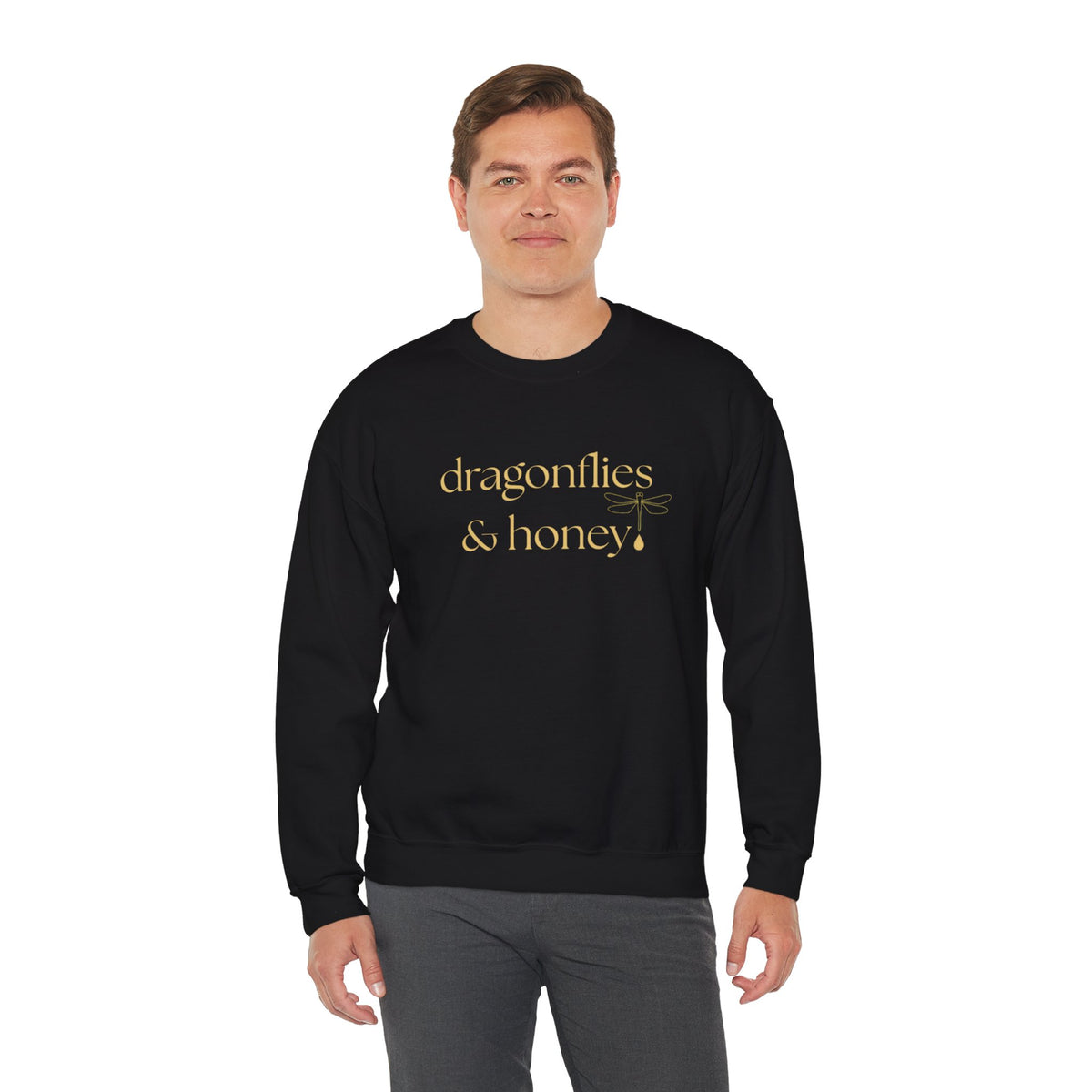 dragonflies & honey — Black Signature Sweatshirt (Cream Print)