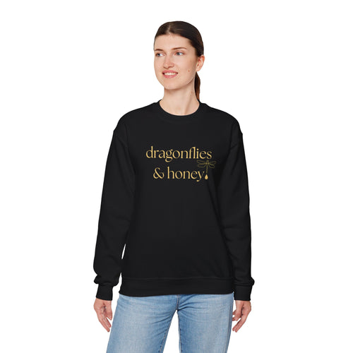 dragonflies & honey — Black Signature Sweatshirt (Cream Print)