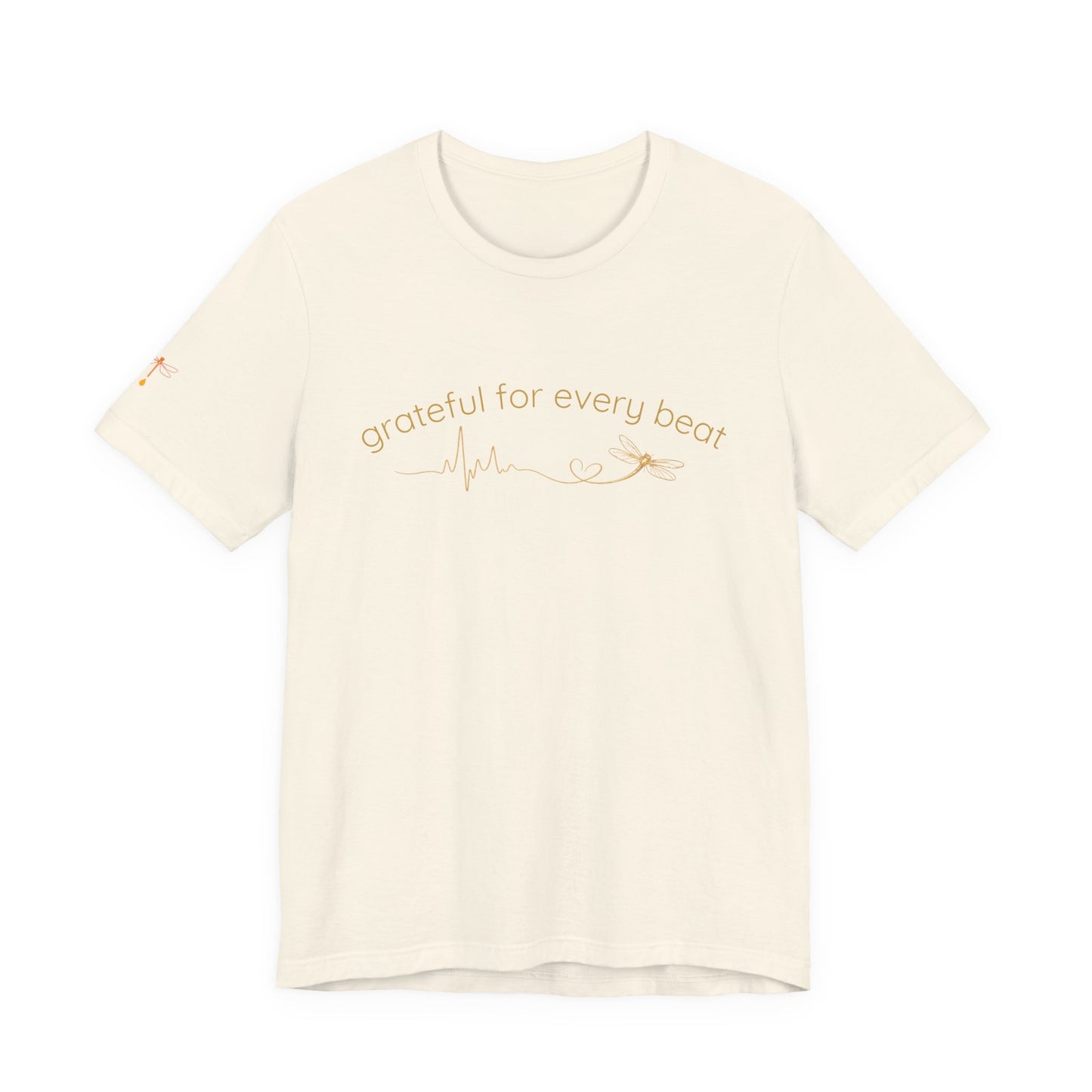 Grateful For Every Beat Tee — Heartbeat Graphic Short Sleeve Shirt