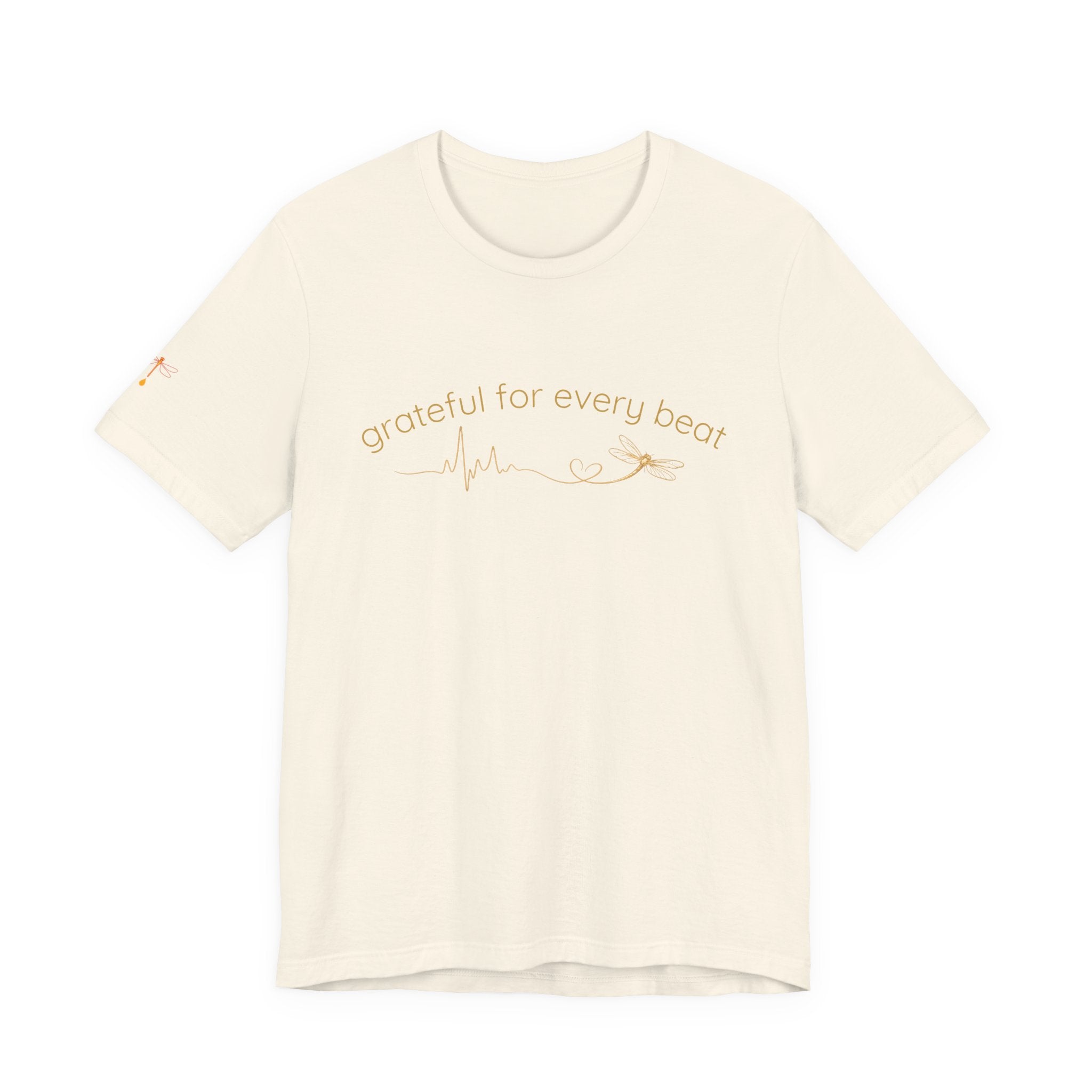 Grateful For Every Beat Tee — Heartbeat Graphic Short Sleeve Shirt