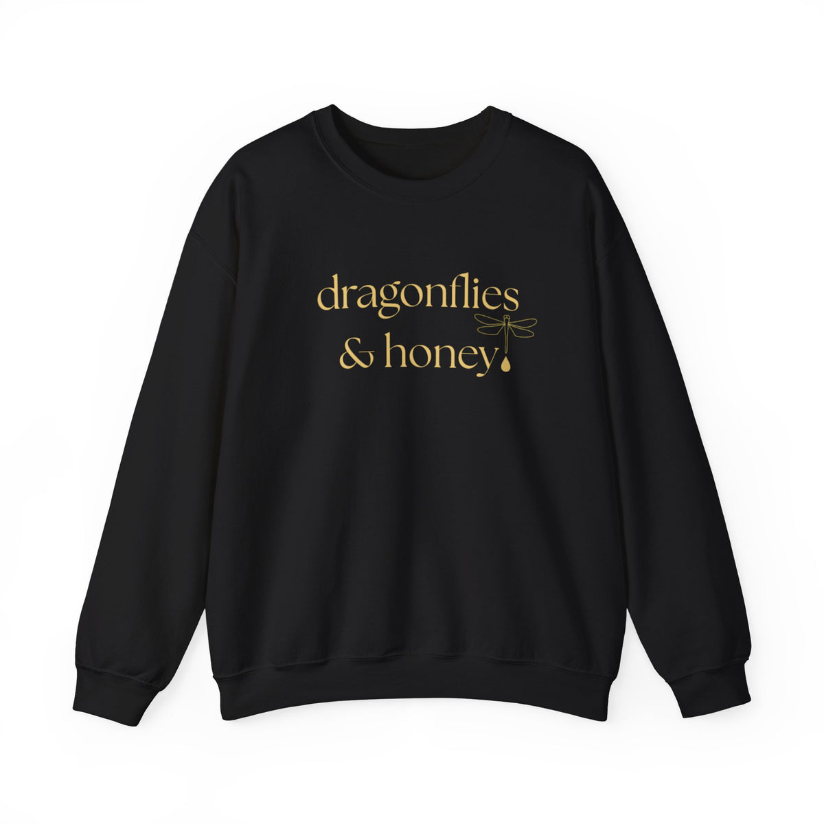 dragonflies & honey — Black Signature Sweatshirt (Cream Print)